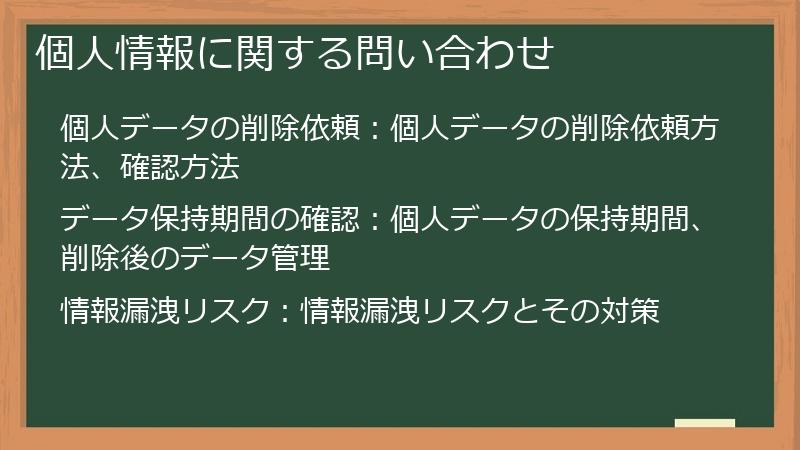 個人情報に関する問い合わせ