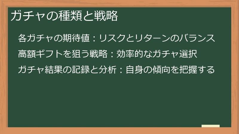 ガチャの種類と戦略