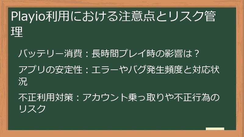 Playio利用における注意点とリスク管理