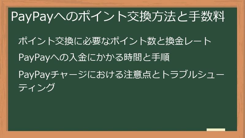 PayPayへのポイント交換方法と手数料