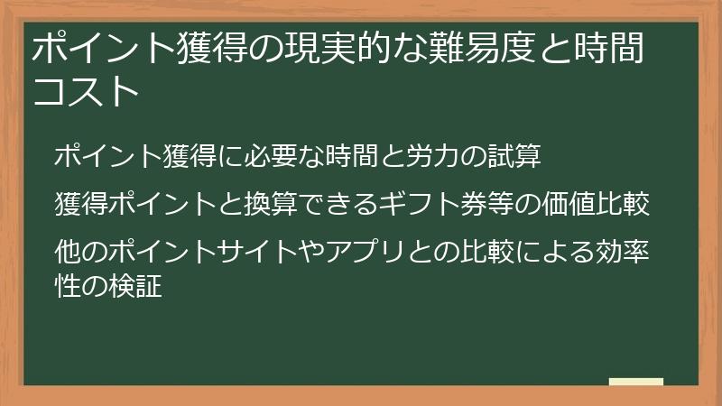 ポイント獲得の現実的な難易度と時間コスト