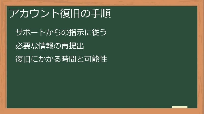 アカウント復旧の手順