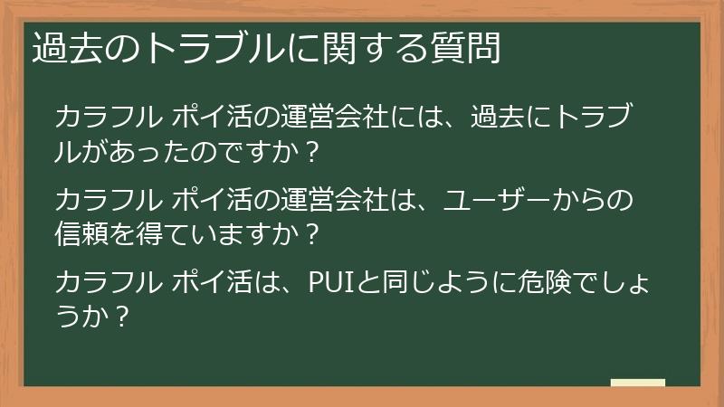過去のトラブルに関する質問