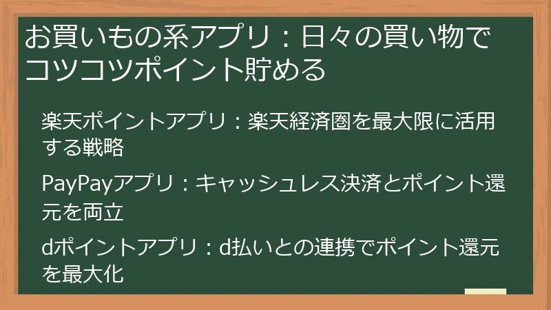 お買いもの系アプリ：日々の買い物でコツコツポイント貯める