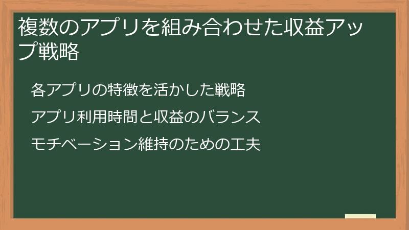 複数のアプリを組み合わせた収益アップ戦略