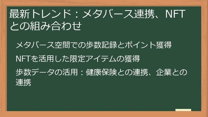 最新トレンド：メタバース連携、NFTとの組み合わせ