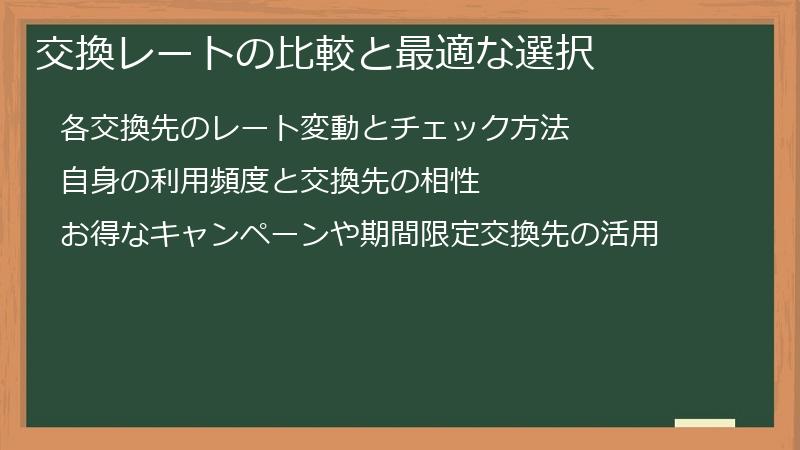 交換レートの比較と最適な選択