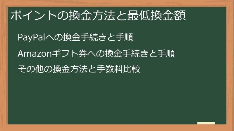 ポイントの換金方法と最低換金額