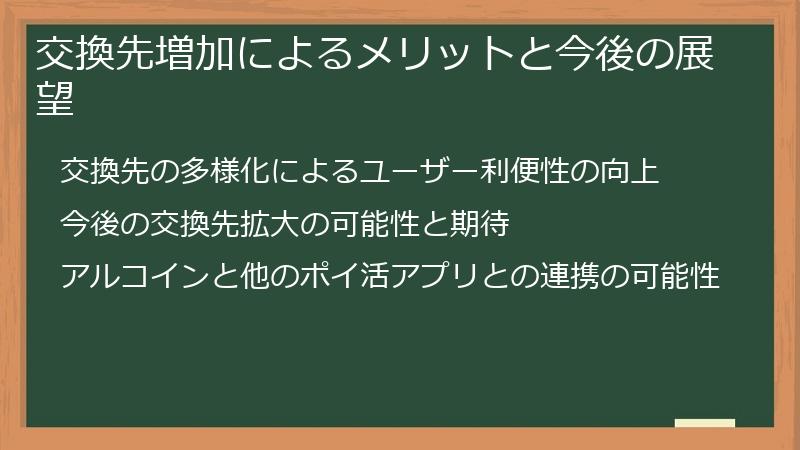 交換先増加によるメリットと今後の展望