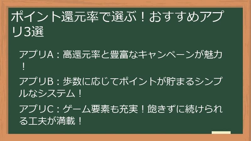 ポイント還元率で選ぶ！おすすめアプリ3選