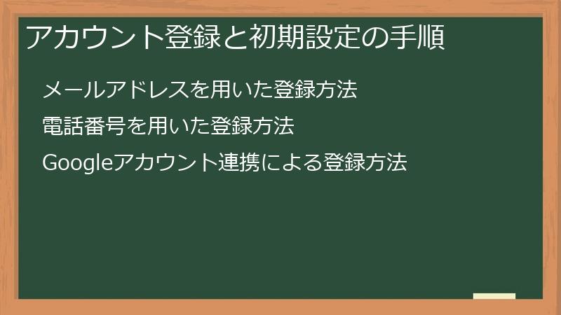 アカウント登録と初期設定の手順