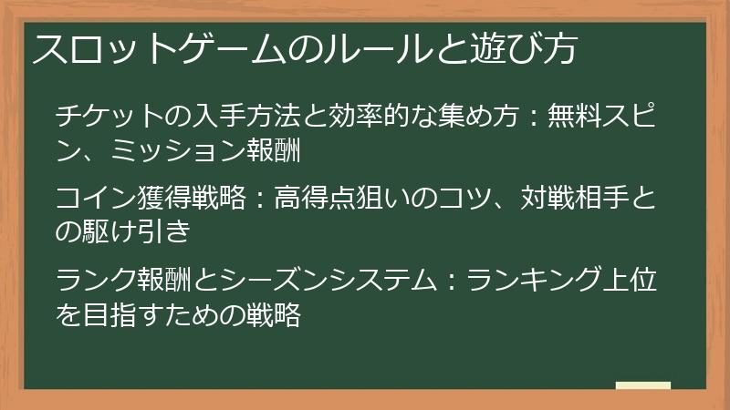 スロットゲームのルールと遊び方