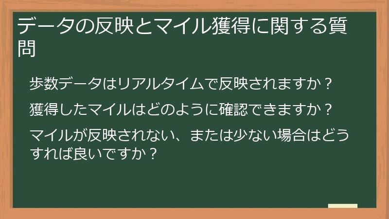 データの反映とマイル獲得に関する質問