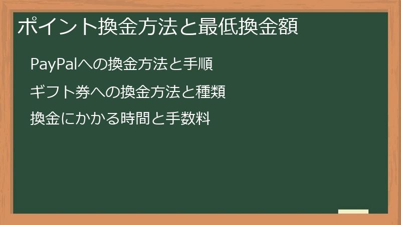 ポイント換金方法と最低換金額