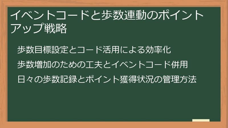 イベントコードと歩数連動のポイントアップ戦略