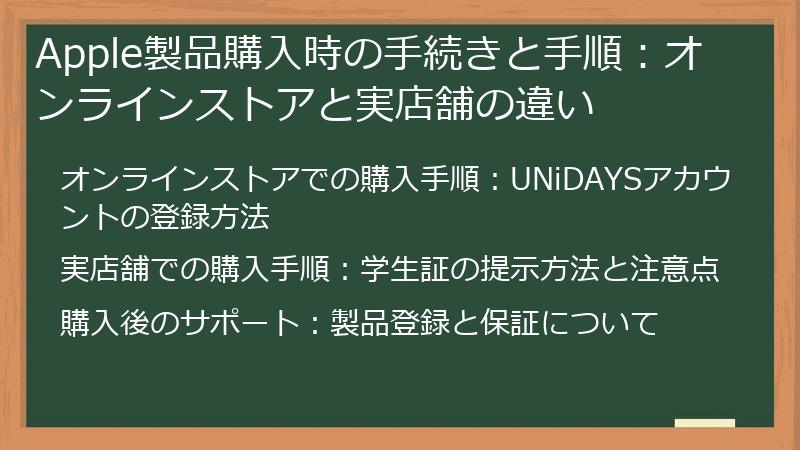 Apple製品購入時の手続きと手順：オンラインストアと実店舗の違い