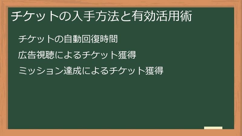 チケットの入手方法と有効活用術