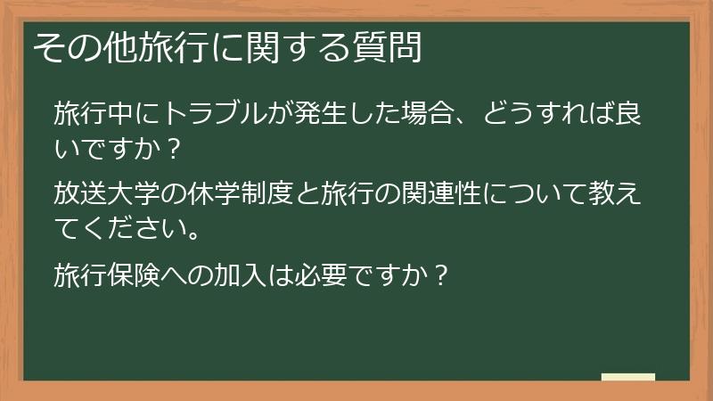 その他旅行に関する質問