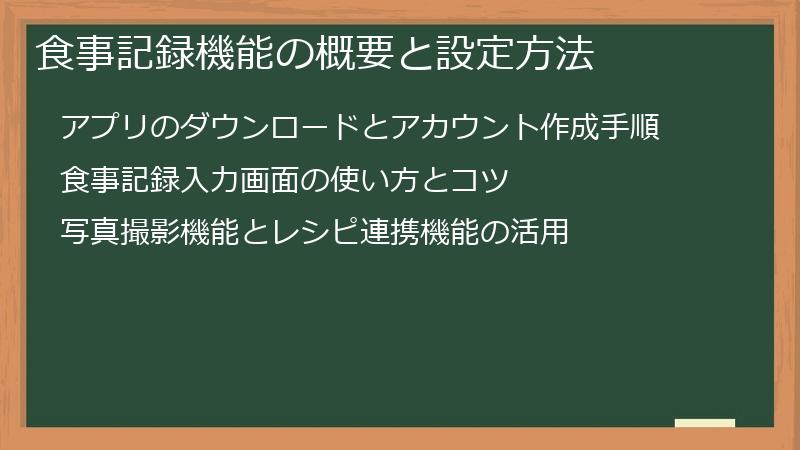 食事記録機能の概要と設定方法