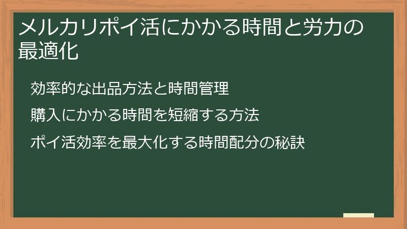 メルカリポイ活にかかる時間と労力の最適化