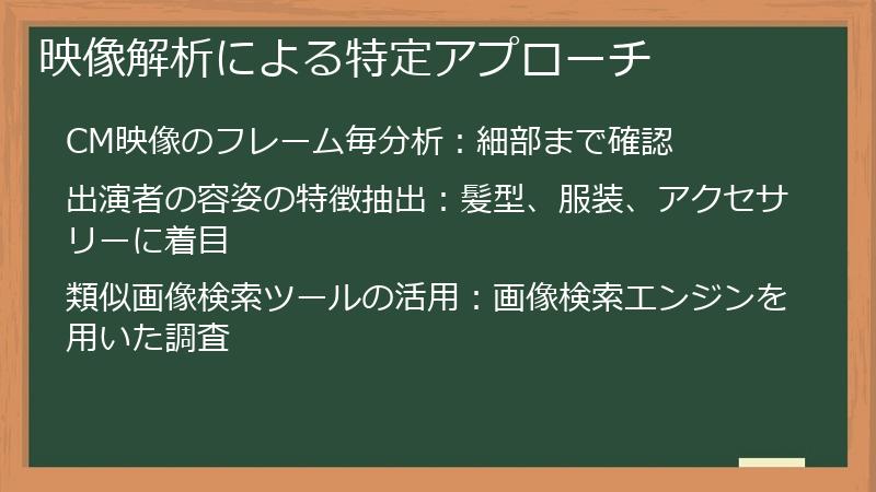 映像解析による特定アプローチ