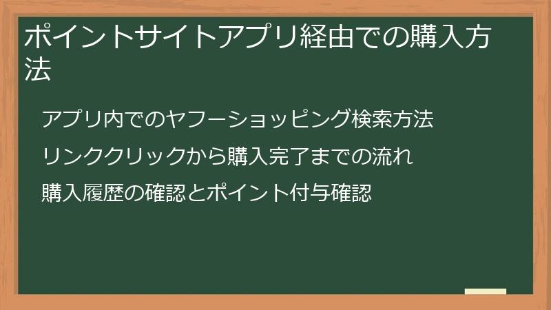 ポイントサイトアプリ経由での購入方法