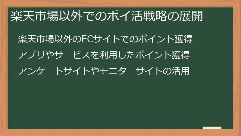 楽天市場以外でのポイ活戦略の展開