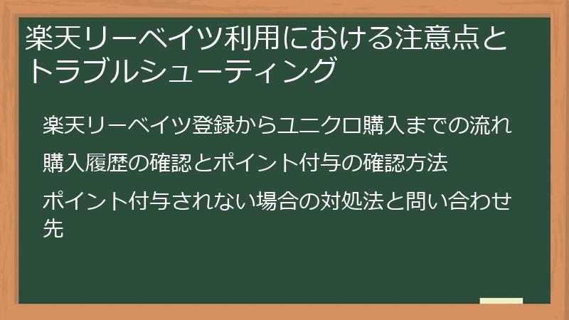 楽天リーベイツ利用における注意点とトラブルシューティング