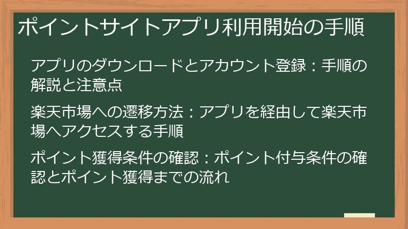 ポイントサイトアプリ利用開始の手順