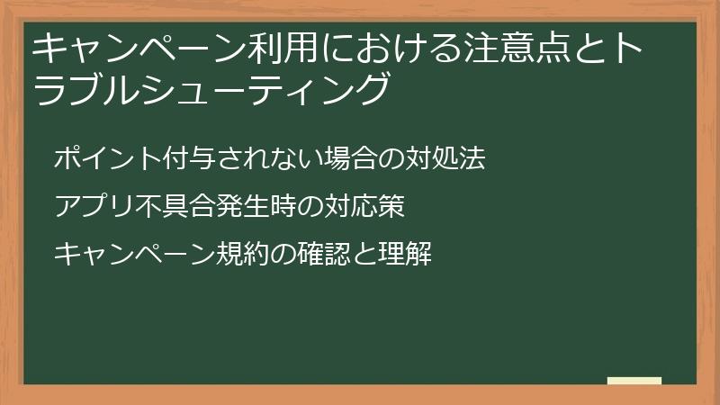 キャンペーン利用における注意点とトラブルシューティング