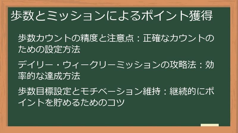 歩数とミッションによるポイント獲得