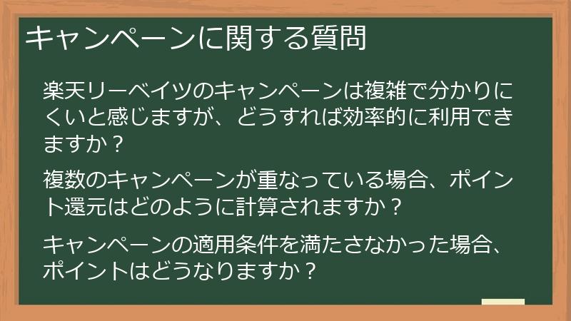 キャンペーンに関する質問