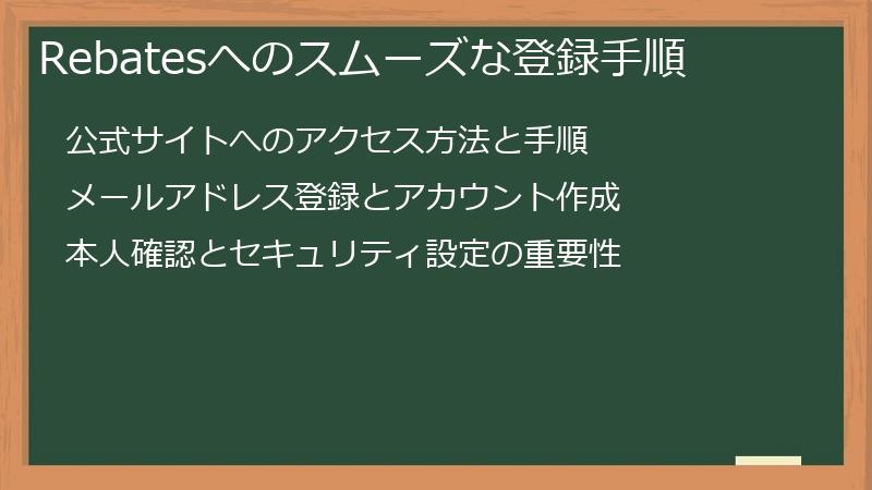 Rebatesへのスムーズな登録手順
