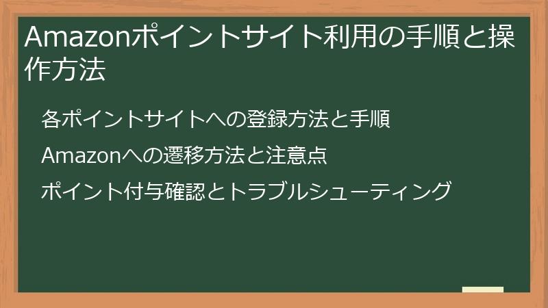 Amazonポイントサイト利用の手順と操作方法