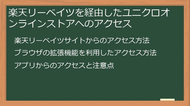 楽天リーベイツを経由したユニクロオンラインストアへのアクセス