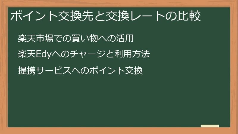 ポイント交換先と交換レートの比較