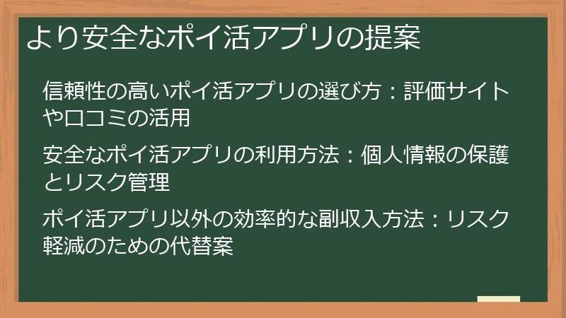 より安全なポイ活アプリの提案