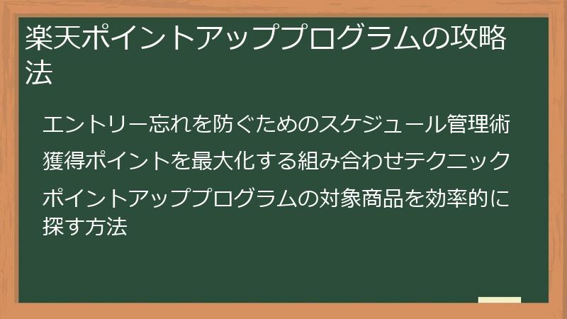 楽天ポイントアッププログラムの攻略法