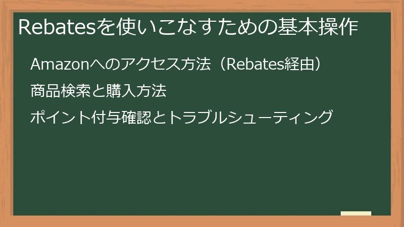 Rebatesを使いこなすための基本操作