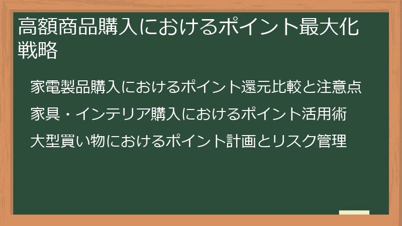 高額商品購入におけるポイント最大化戦略