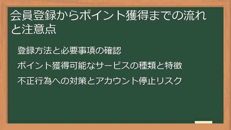会員登録からポイント獲得までの流れと注意点