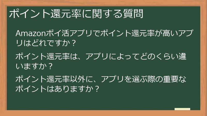ポイント還元率に関する質問