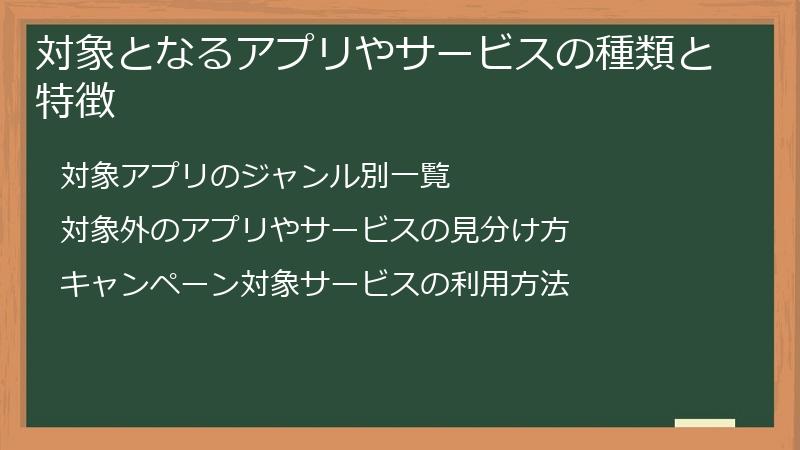 対象となるアプリやサービスの種類と特徴