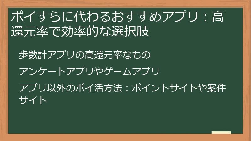 ポイすらに代わるおすすめアプリ：高還元率で効率的な選択肢