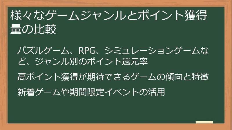 様々なゲームジャンルとポイント獲得量の比較