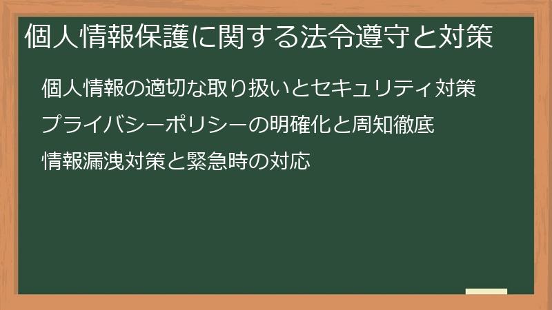個人情報保護に関する法令遵守と対策