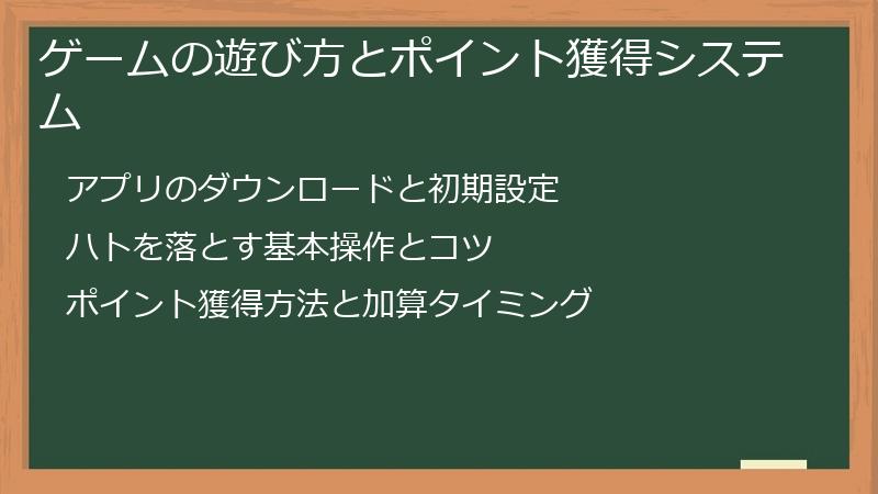 ゲームの遊び方とポイント獲得システム