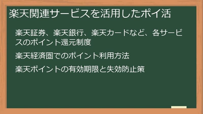 楽天関連サービスを活用したポイ活