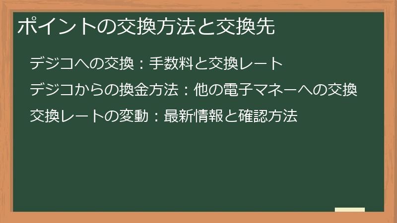 ポイントの交換方法と交換先