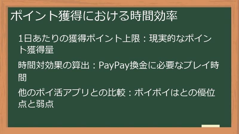 ポイント獲得における時間効率